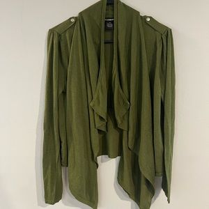 Ruffle-trim open cardigan sweater